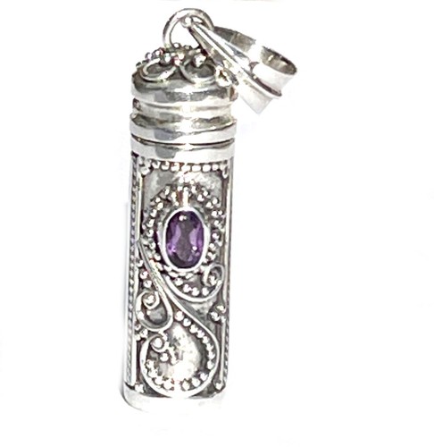 Sterling silver bali cylinder - silver,